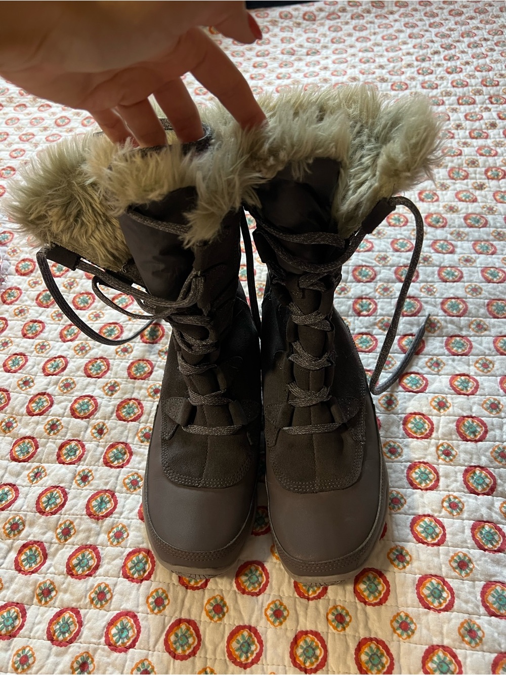 EUC The North Face Nuptse Purna Dusty Purple Faux Fur Winter Boots size 7.5 - Picture 5 of 7